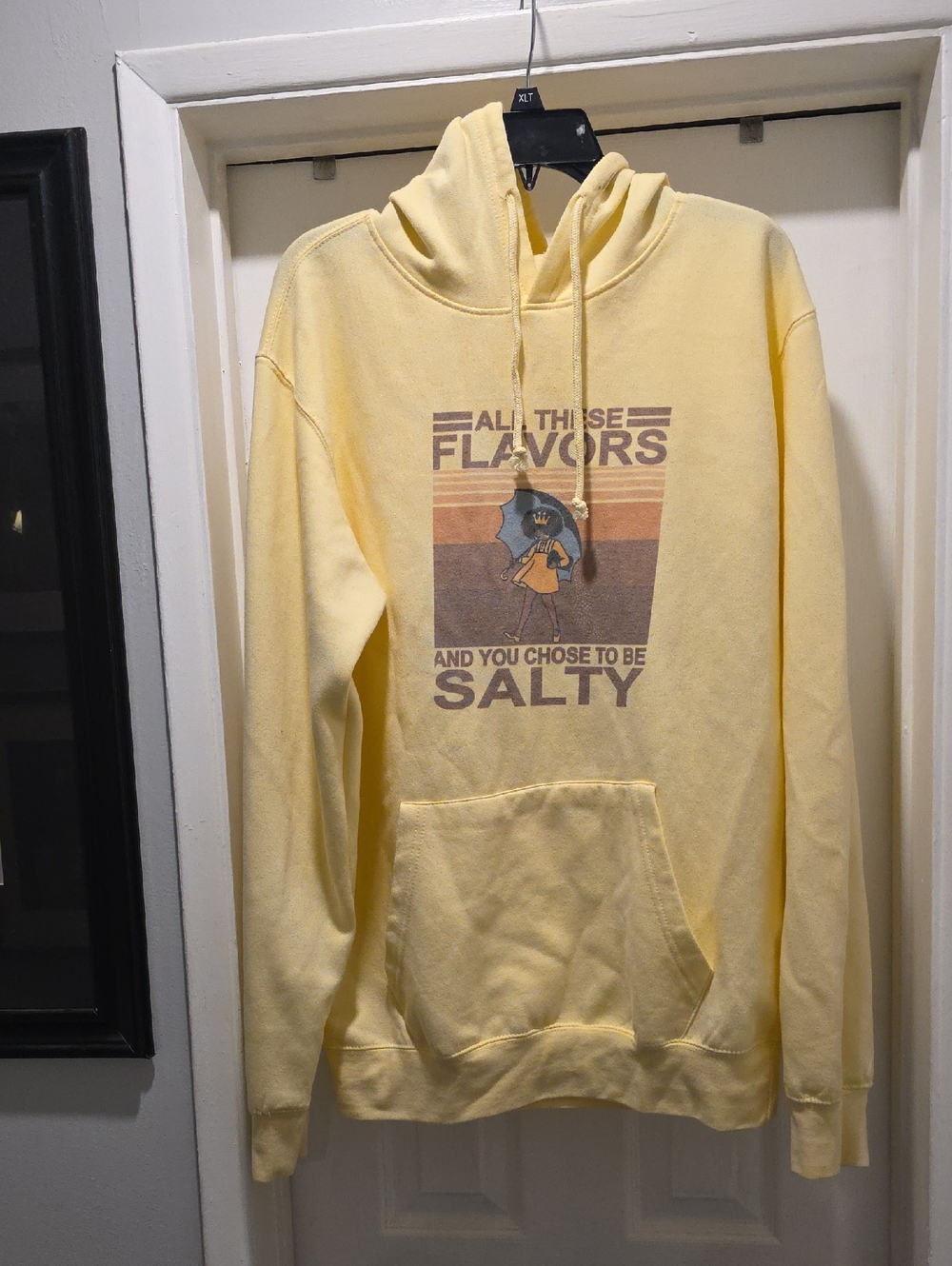 Persaya Yellow Graphic Pullover Hoodie with Retro Print
